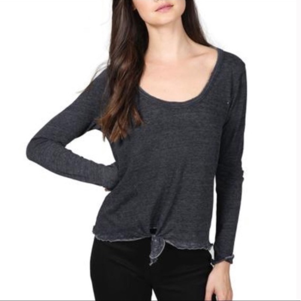 Chaser front tie long sleeve top